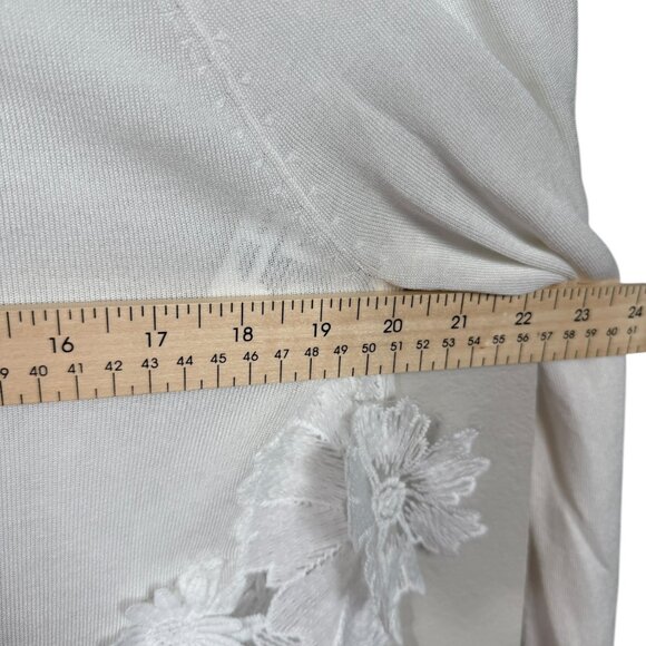 Semicouture Sweater Womens Medium White Embroidered Floral Mesh Lightweight - Picture 9 of 11